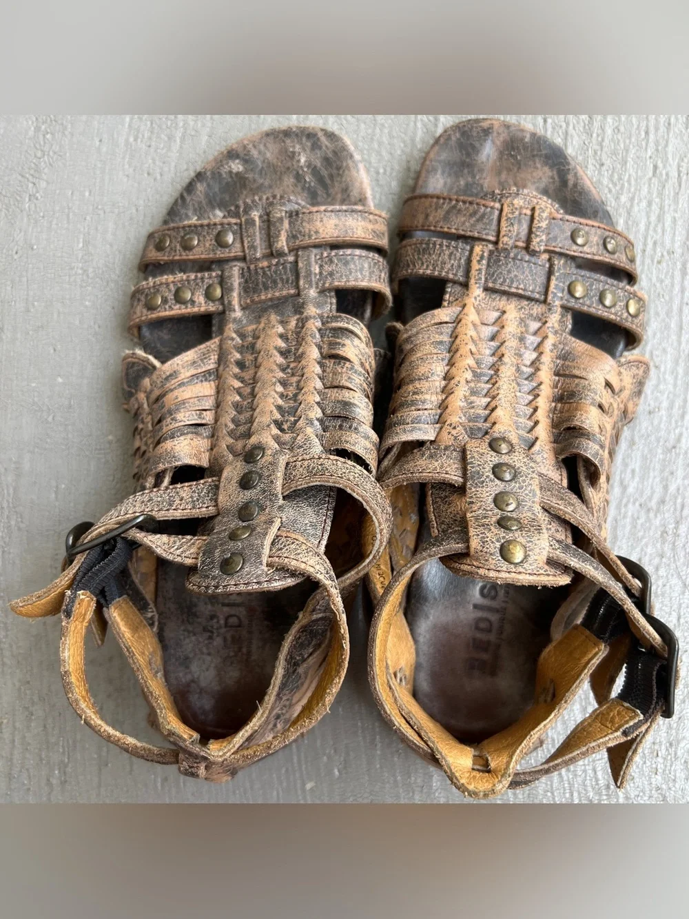 Bed Stu Claire Distressed Leather Gladiator Sandals 8